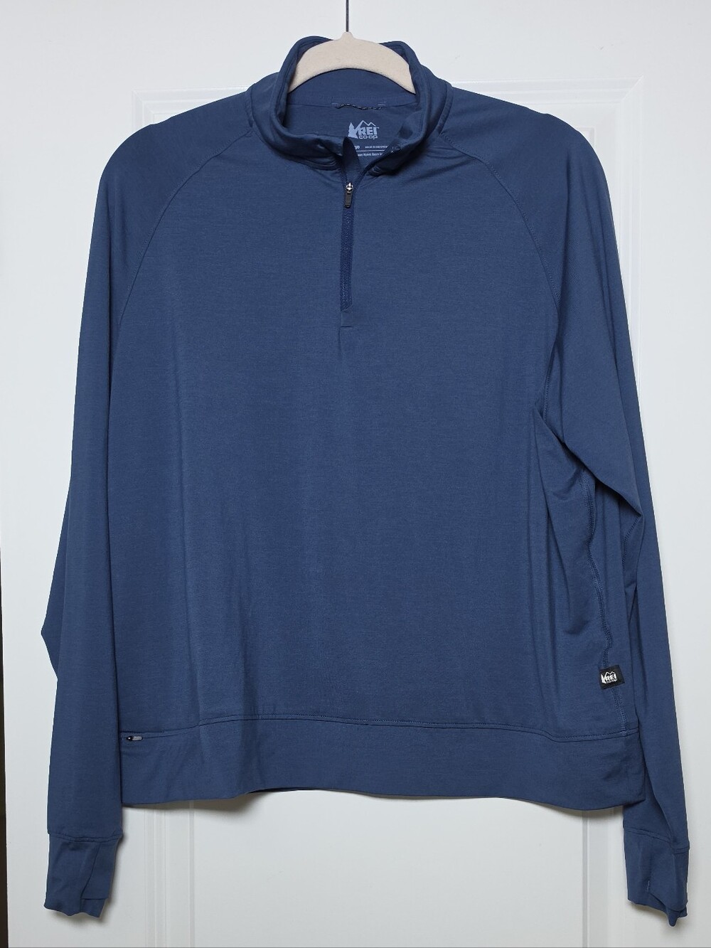 REI Co-op Women's XL Active Pursuits Quarter Zip Pullover Blue Thumbhole